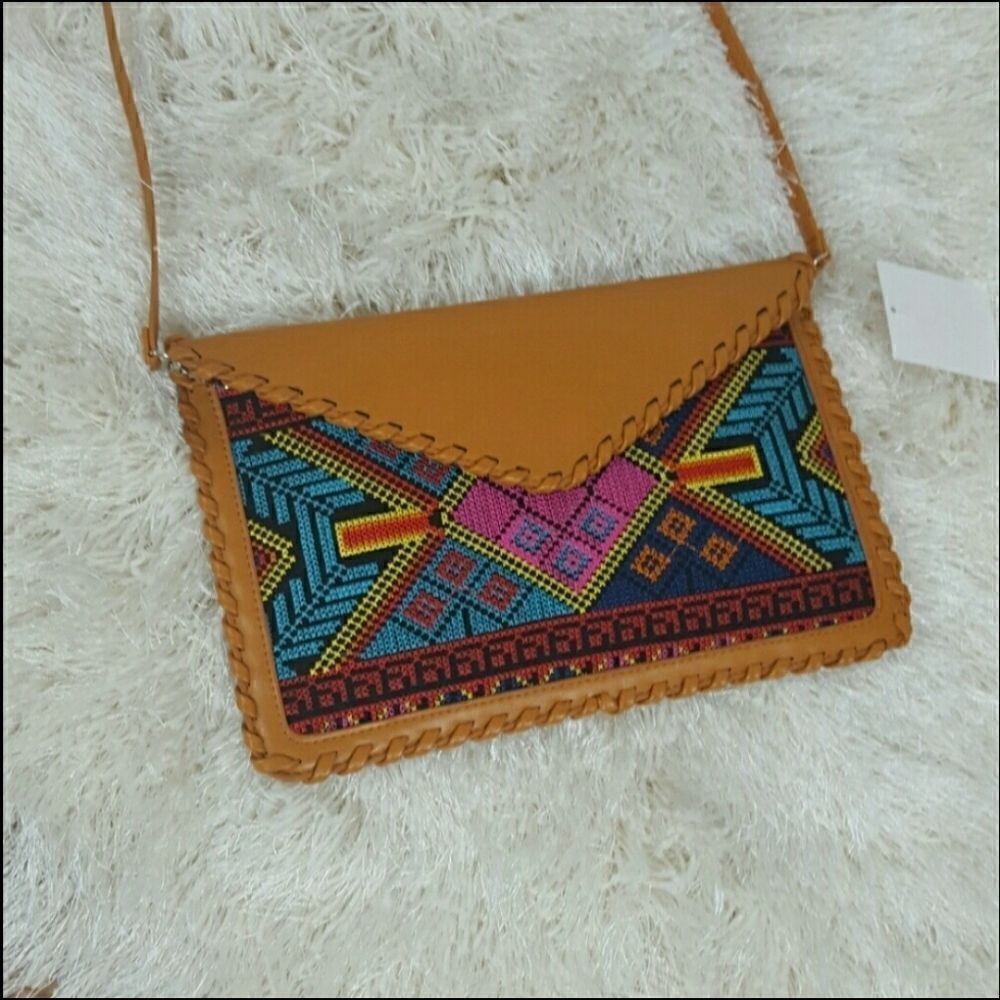 Crossbody Shoulder Bag Clutch Embroidered Boho Multicolor Western Art To Wear